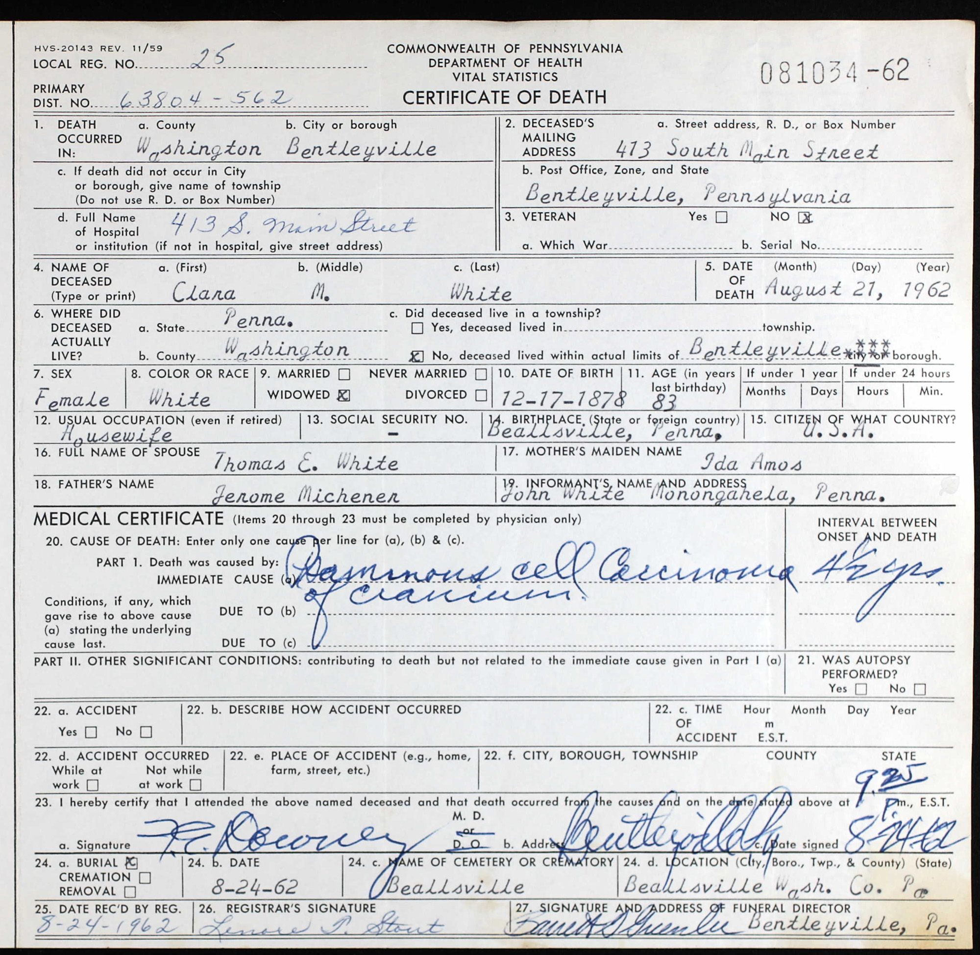 death certificate